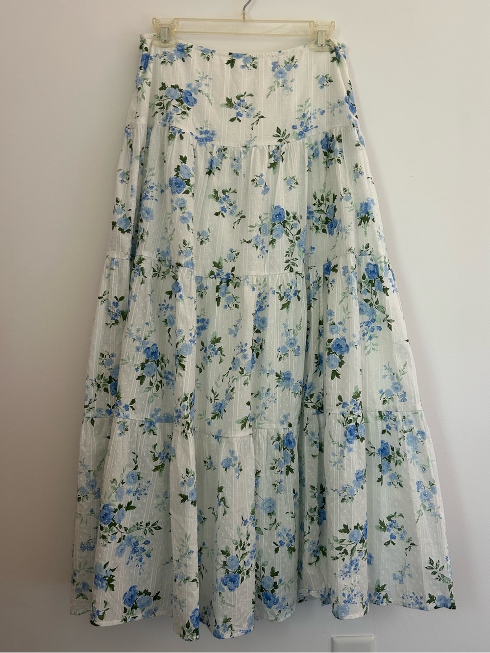 Altar'd State White Blue Floral Tiered Maxi Skirt Size Medium NWT